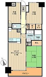 コスモ立川サングレイス 3LDKの間取図画像