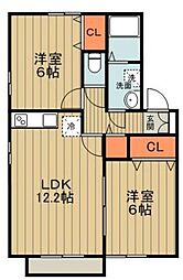 フラッツ八国 2LDKの間取図画像