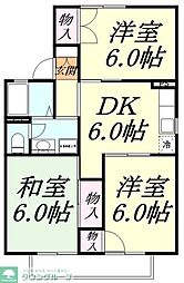 JR京浜東北・根岸線 さいたま新都心駅 徒歩11分の賃貸アパート 2階3DKの間取り