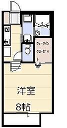 フローラ櫛引 2階1Kの間取り
