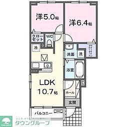 フィオーレ・ピアッツァ 1階2LDKの間取り