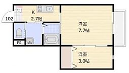 フィカーサ東大宮 2階1SKの間取り