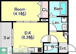 エステイトB西大宮 1階1DKの間取り