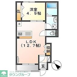 Nouvelle　Vague（ヌーベル・バーグ） 1階1LDKの間取り