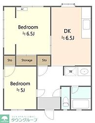あきのハイツ 2DKの間取図画像