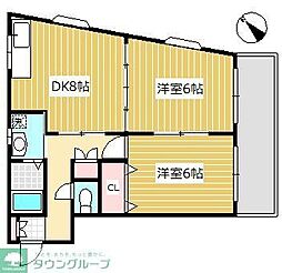 クレッセント堀の内 2DKの間取図画像
