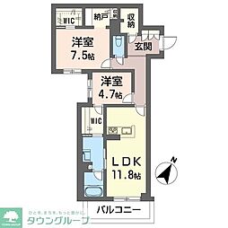 イルアーバン浦和領家 2LDKの間取図画像