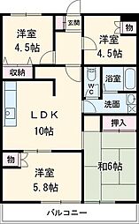 サンライト南浦和2番館 4LDKの間取図画像