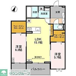さいたま市緑区大字大門アパート 2LDKの間取図画像