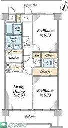 PREMIUMFLATさいたま新都心 2DKの間取図画像