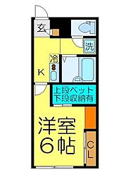 レオパレスハーナ 1Kの間取図画像