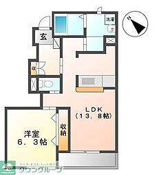 アークガーデンB 1LDKの間取図画像