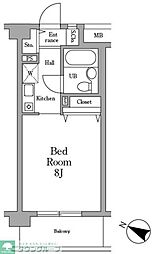 ミレニアム北浦和A棟 ワンルームの間取図画像