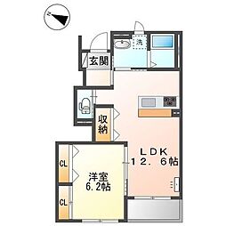 ファンタジア 1LDKの間取図画像