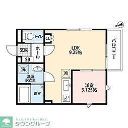 コンフィデンス東大宮F 1LDKの間取図画像