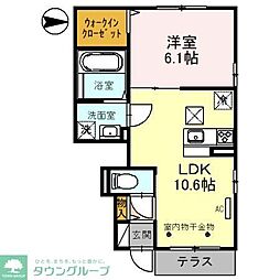 パーシモンヒル 1LDKの間取図画像