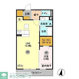 アベリア 1LDKの間取図画像