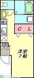 第1カネショービル ワンルームの間取図画像
