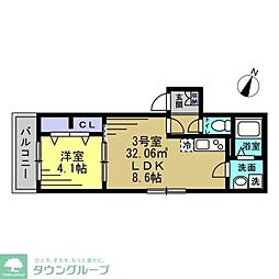 AJ宮原 1LDKの間取図画像
