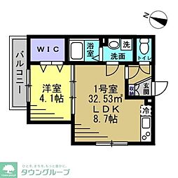 AJ宮原 1LDKの間取図画像
