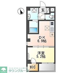 京王相模原線 京王多摩川駅 徒歩6分の賃貸マンション 3階1DKの間取り
