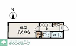 京王線 仙川駅 徒歩10分の賃貸マンション 2階1Kの間取り
