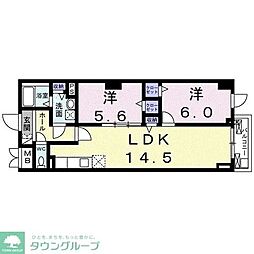 シエラ　クレスト 2階2LDKの間取り
