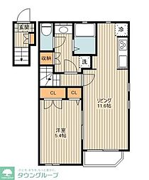 小田急小田原線 祖師ヶ谷大蔵駅 徒歩3分の賃貸アパート 2階1LDKの間取り