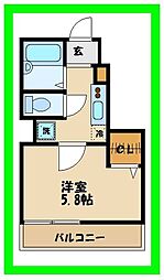 東急世田谷線 宮の坂駅 徒歩6分の賃貸アパート 1階1Kの間取り