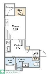 西武多摩川線 多磨駅 徒歩25分の賃貸アパート 3階1Kの間取り