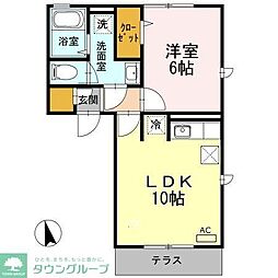 京王線 つつじヶ丘駅 徒歩19分の賃貸アパート 1階1LDKの間取り