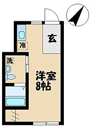 京王線 千歳烏山駅 徒歩6分の賃貸アパート 1階ワンルームの間取り