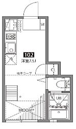 BlancCourt祖師ヶ谷大蔵 ワンルームの間取図画像
