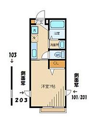 シュリオ 1Kの間取図画像