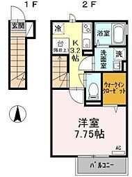 ヴェルデュール 1Kの間取図画像