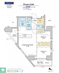 PROUDFLAT渋谷笹塚 1LDKの間取図画像
