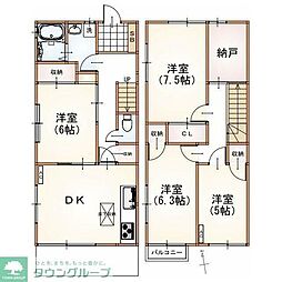 梅ヶ丘テラスハウス 4LDKの間取図画像