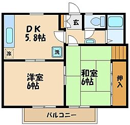 サンシャインヒル 2DKの間取図画像
