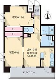 ステディコート桜上水 2LDKの間取図画像
