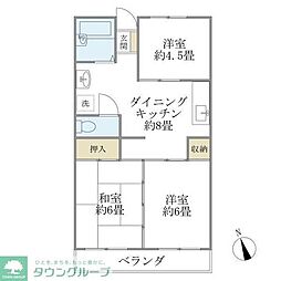 ハウス崔綜 3DKの間取図画像