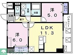 レジデンス桜樺 2LDKの間取図画像