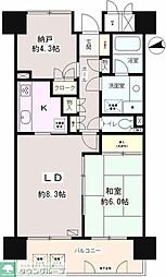 パーク・ノヴァ調布 2LDKの間取図画像
