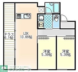 調布市国領町1丁目マンション 2LDKの間取図画像