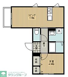 シャングリラ南烏山 1LDKの間取図画像