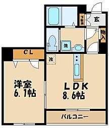 ピエス南烏山 1LDKの間取図画像