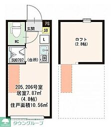 ハーモニーテラス久我山2 ワンルームの間取図画像