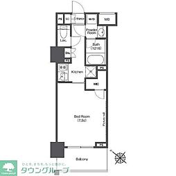 ザ・レジデンス赤坂檜町 4階1Kの間取り