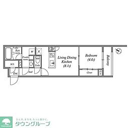 GranDuo田園調布IV 2階1LDKの間取り
