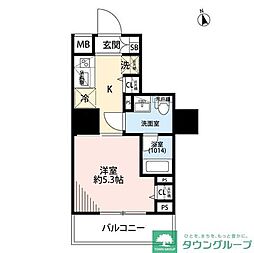 プレール・ドゥーク戸越銀座通り 3階1Kの間取り