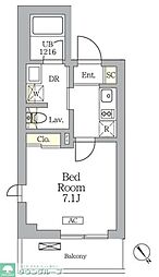 グランパーク千駄ヶ谷レジデンス 1Kの間取図画像